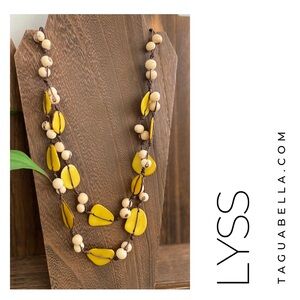 TAGUA & ACAI Necklace Handmade Ecuador Artisan Fair Trade YELLOW TAGUA